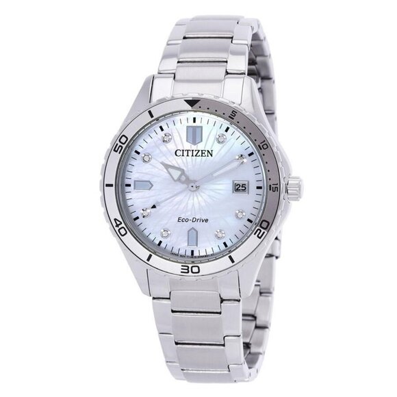 NWT Authentic Citizen Marine Lady Eco-Drive Crystal Mother of Pearl Dial Watch - Picture 1 of 3